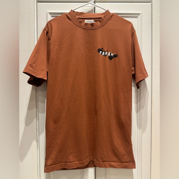 Farah Orange Graphic T-Shirt Organic Cotton Large - Picture 1 of 8